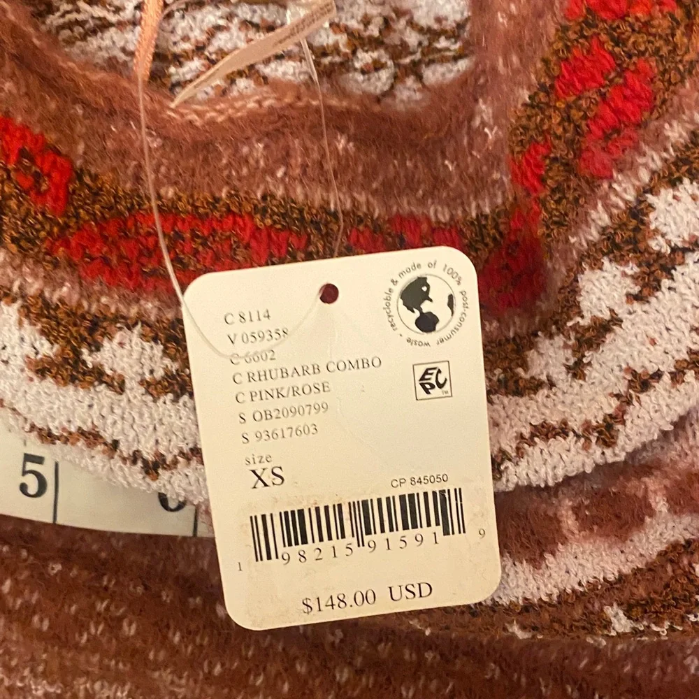 Free People Maroon and White Turtleneck Sweater